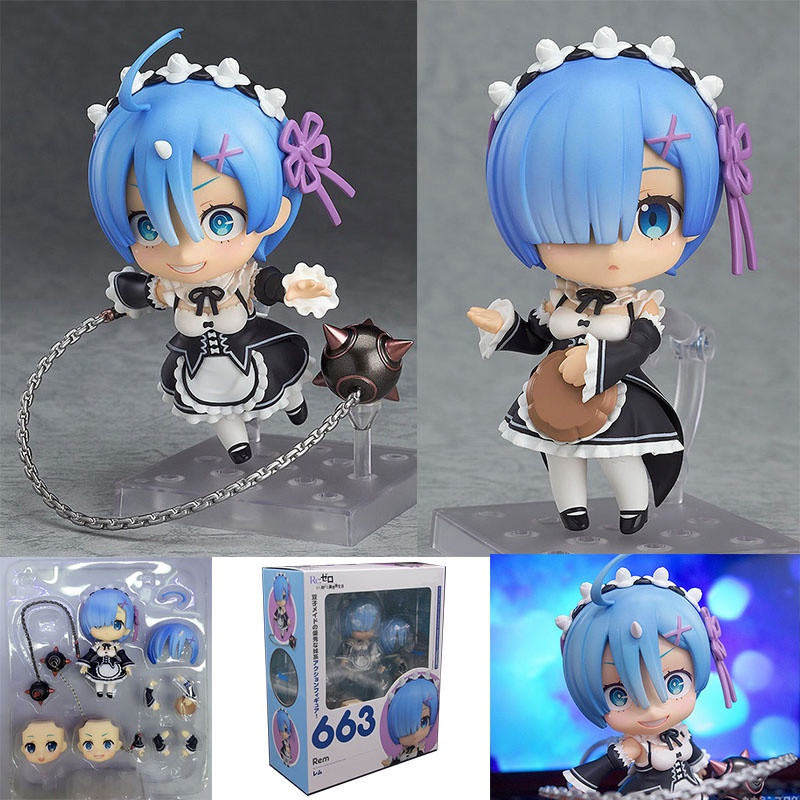 Nendoroid Re:Life In A World Different From The Zero 663 Rem Anime Pvc Action Figure Modelo Toy Gifts-& * -