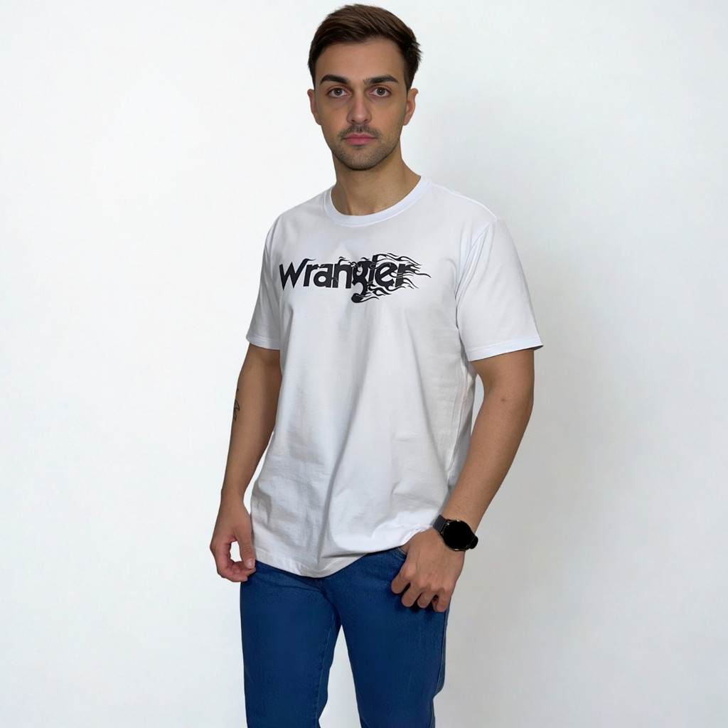 Camiseta Wrangler Branca Country Masculina Rodeo Original