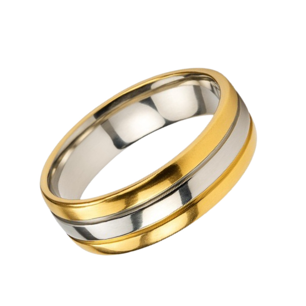 Anel 6mm Ouro 18k Casamento Friso Prata Presente Bodas Casal
