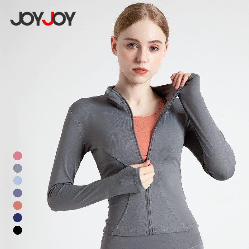 Joyjoy Jaqueta Esportiva Feminina com Zíper – Manga Longa, Secagem Rápida, Proteção UV, Ideal para Yoga e Treinos