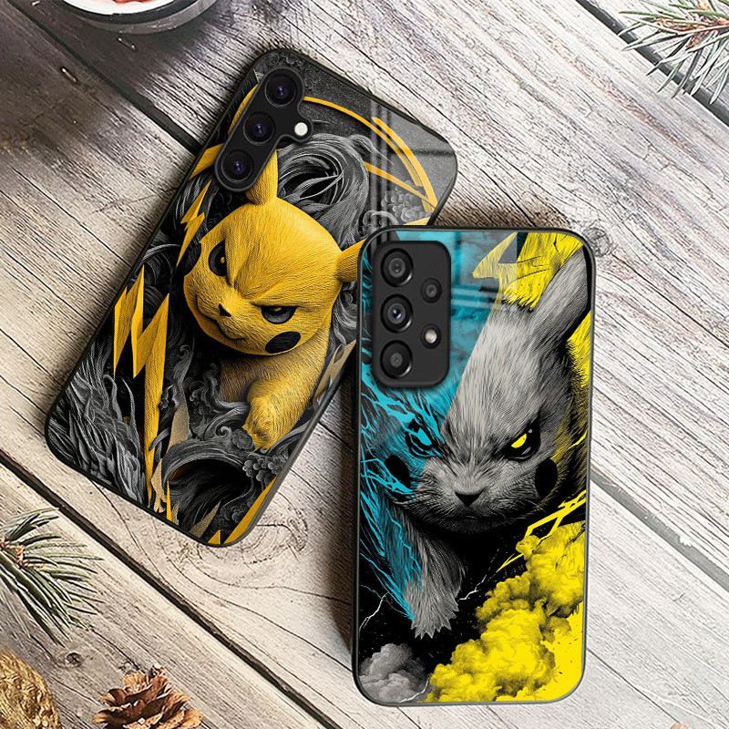 Pokémon pikachu 08 Capa De Telefone De Vidro Para Samsung Galaxy A14 A16 A30 A22 A32 A33 A34 A40 A42 A55 4G A52 A53 A54 