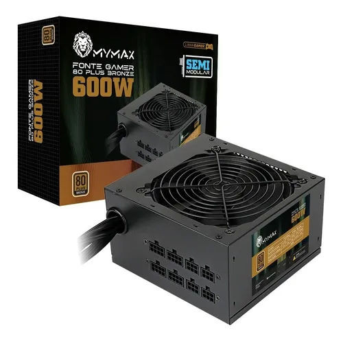 Fonte Atx 600w Semi Modular Real Mymax 80 Plus Bronze PFC Ativo