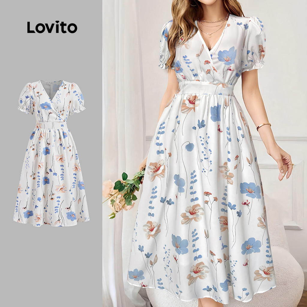 Lovito Vestido Boho Floral Com Zíper Para Mulheres L133ED536 - Women Clothes
