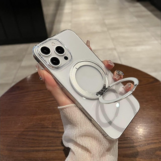 Suporte Rotativo Magnético Não Amarelado Capa Protetora Transparente Para IPhone 16 15 14 13 12 Pro Max Fino E Leve À Pr em Oferta na Shopee