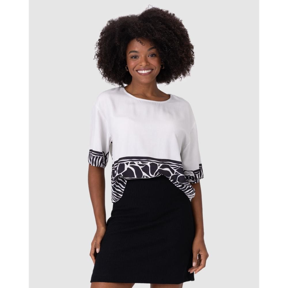 Blusa Ampla Feminina Estampada Em Viscose