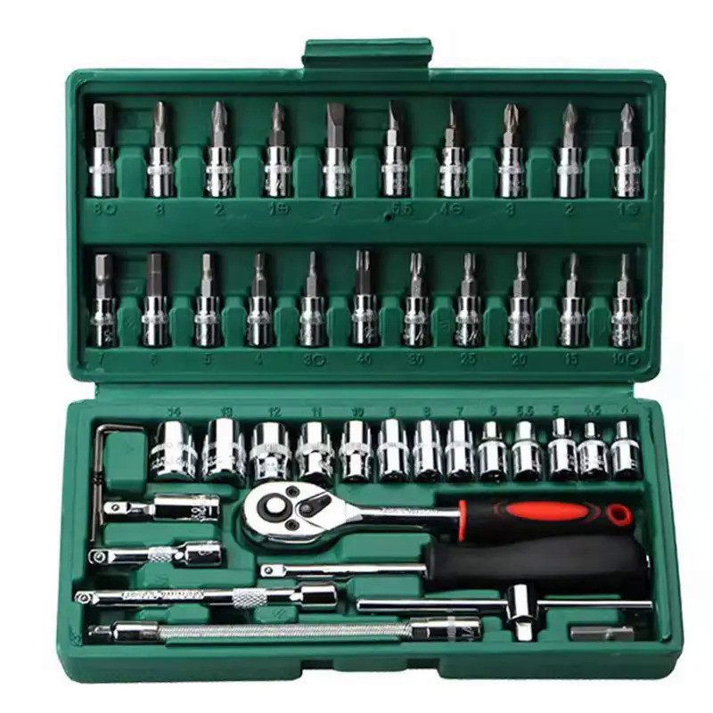 Kit 46 Chave Catraca Jogo De Soquetes Allen Torx Ferramentas