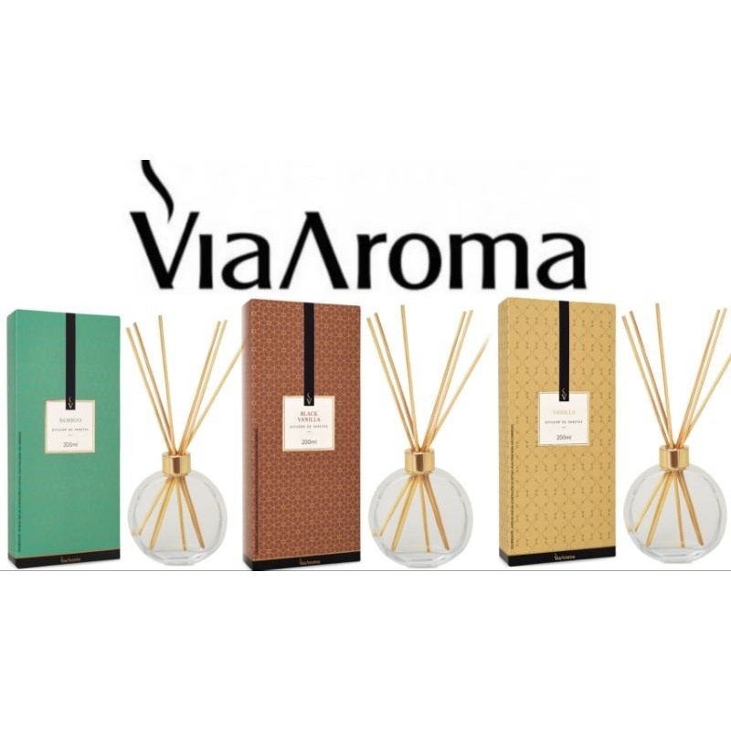 Difusor de Varetas Via Aroma 200ml - Fragrâncias Linha Classica- Cheirinho para Casa Escritório
