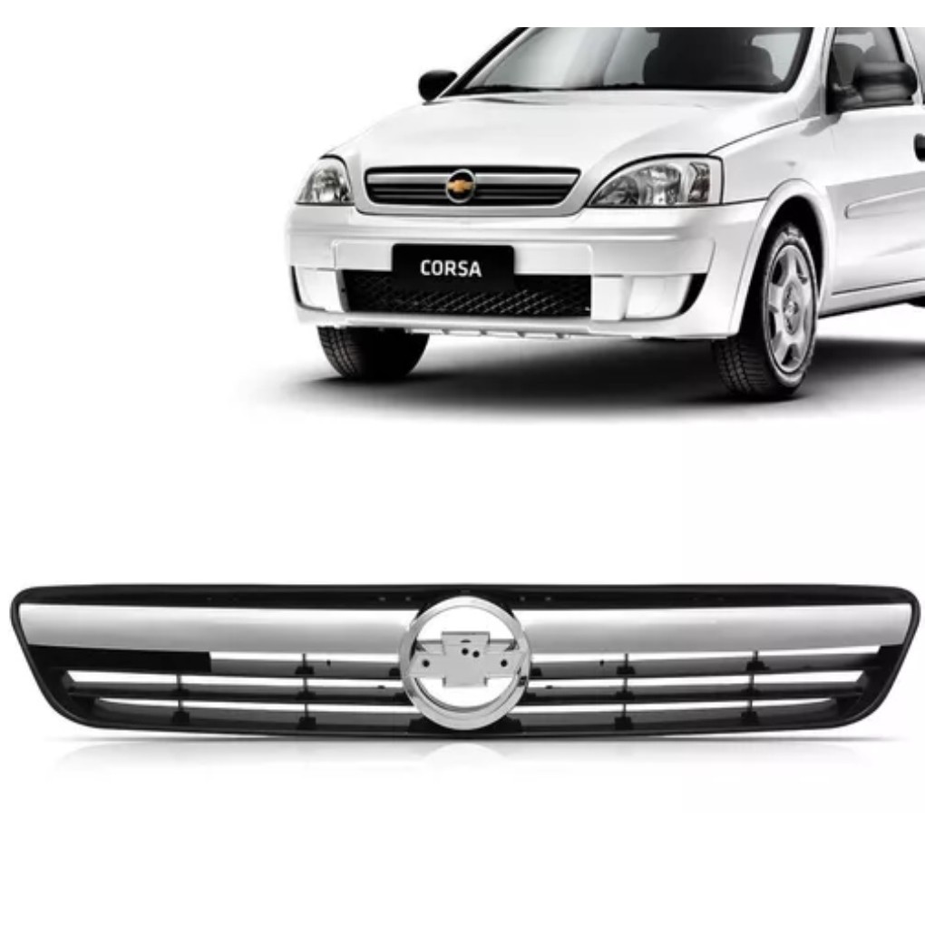 GRADE RADIADOR CORSA MONTANA 2008 A 2012 PRETA MOLD CROMADA