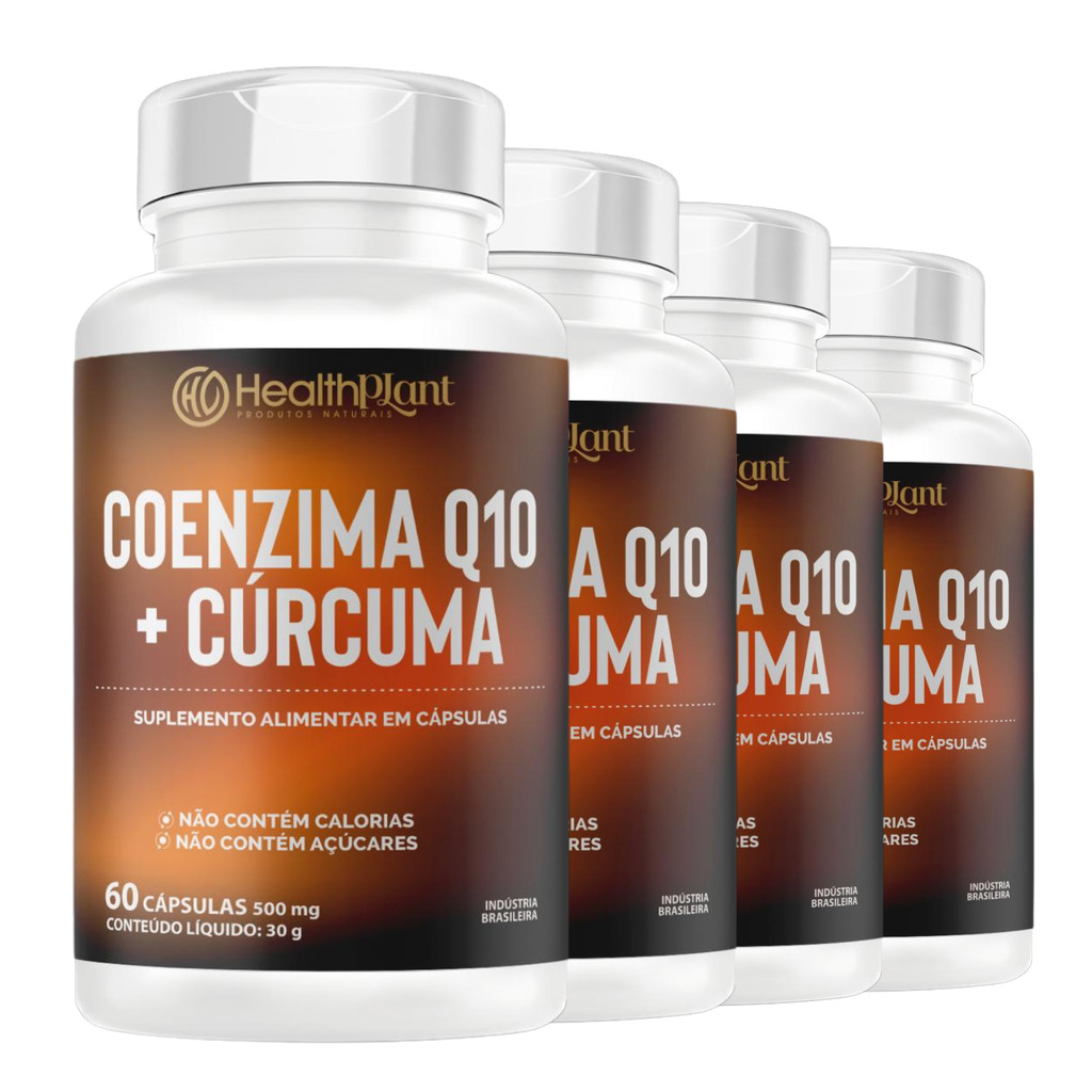 Coenzima Q10 Ubiquinona Concentrada + Curcuma 60 Cápsulas Saúde Do Coração Imunidade em Oferta na Shopee