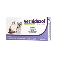 Antimicrobiano Para Cães e Gatos Vetnidazol 75mg 10 Comp