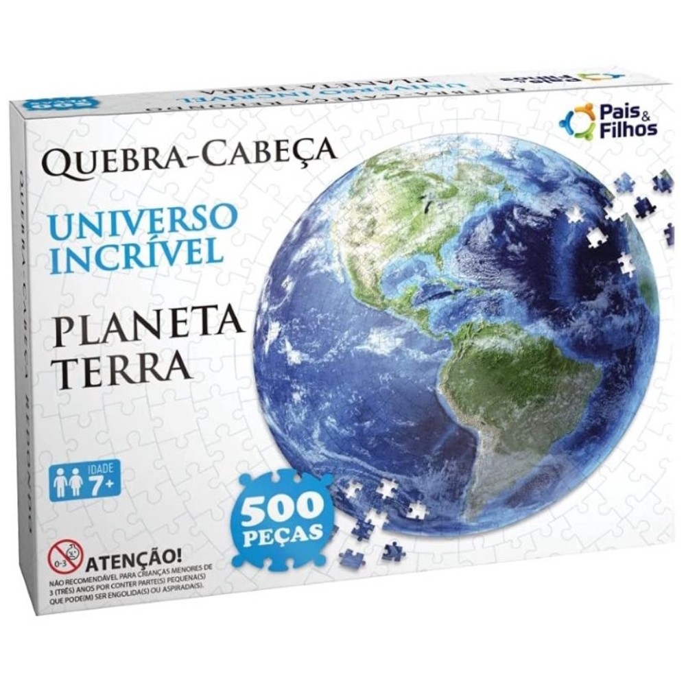 QUEBRA CABEÇA REDONDO PLANETA TERRA 500 PEÇAS PAIS E FILHOS PUZZLE TERRESTRE GEOGRAFIA MUNDO SOLAR - Mom & Baby