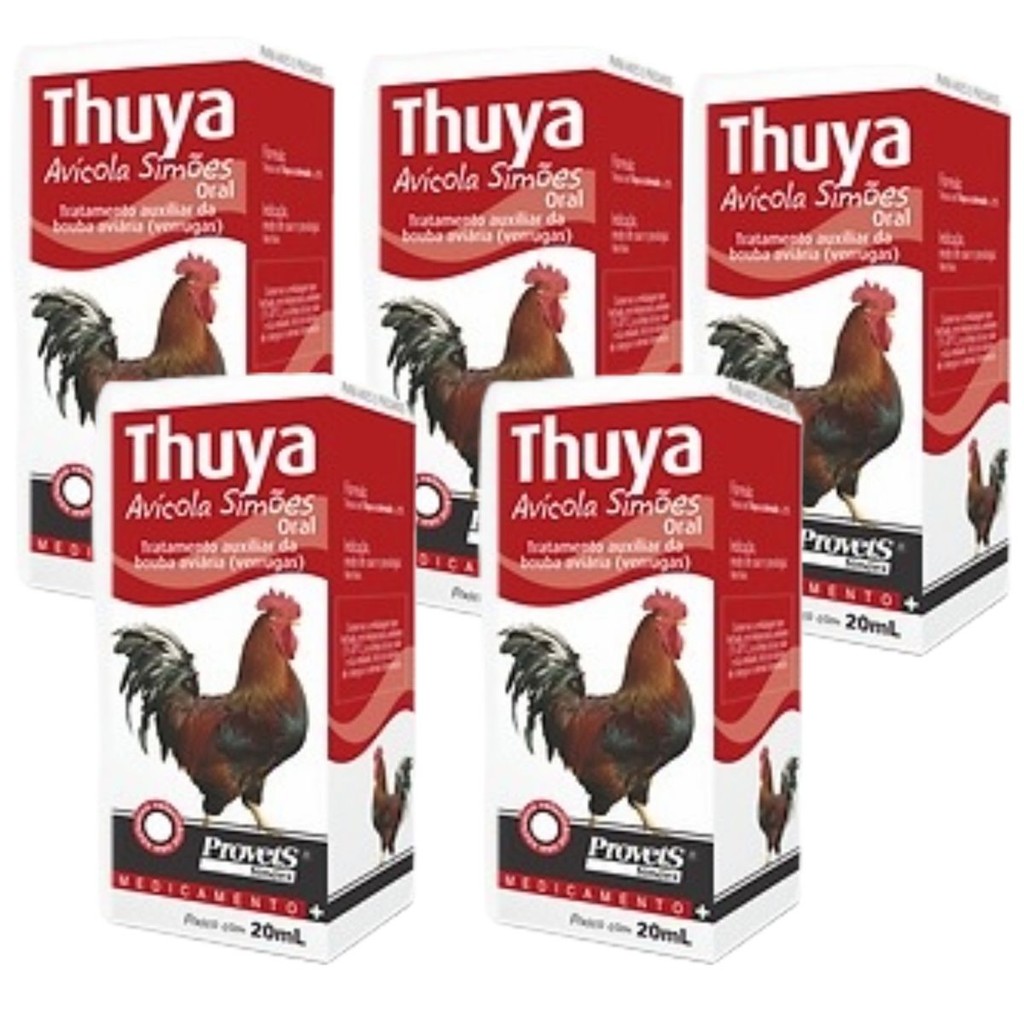 KIT 5 THUYA AVÍCOLA SIMÕES 20ML VERUGAS PELOTAS BOLBA  AVES