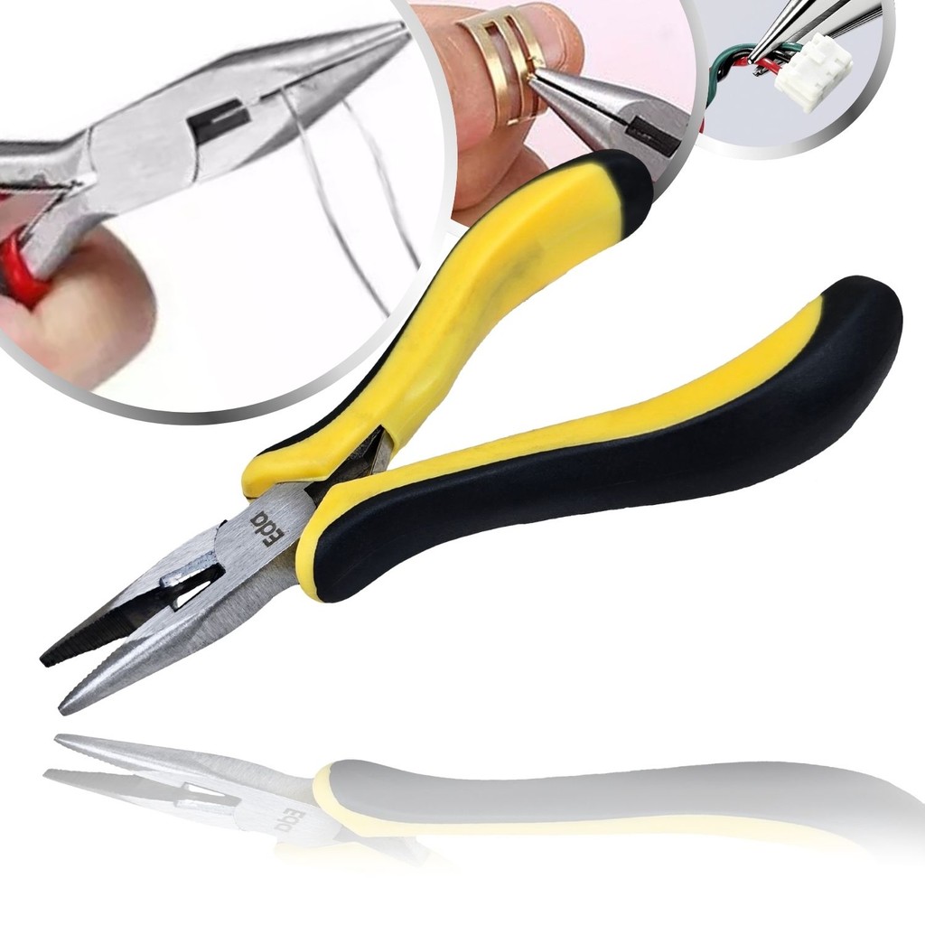 Alicate Bico Meia Cana Eletrônica 4.1/2" Mola Emborrachado Bijuteria Anatômico Aço Profissional