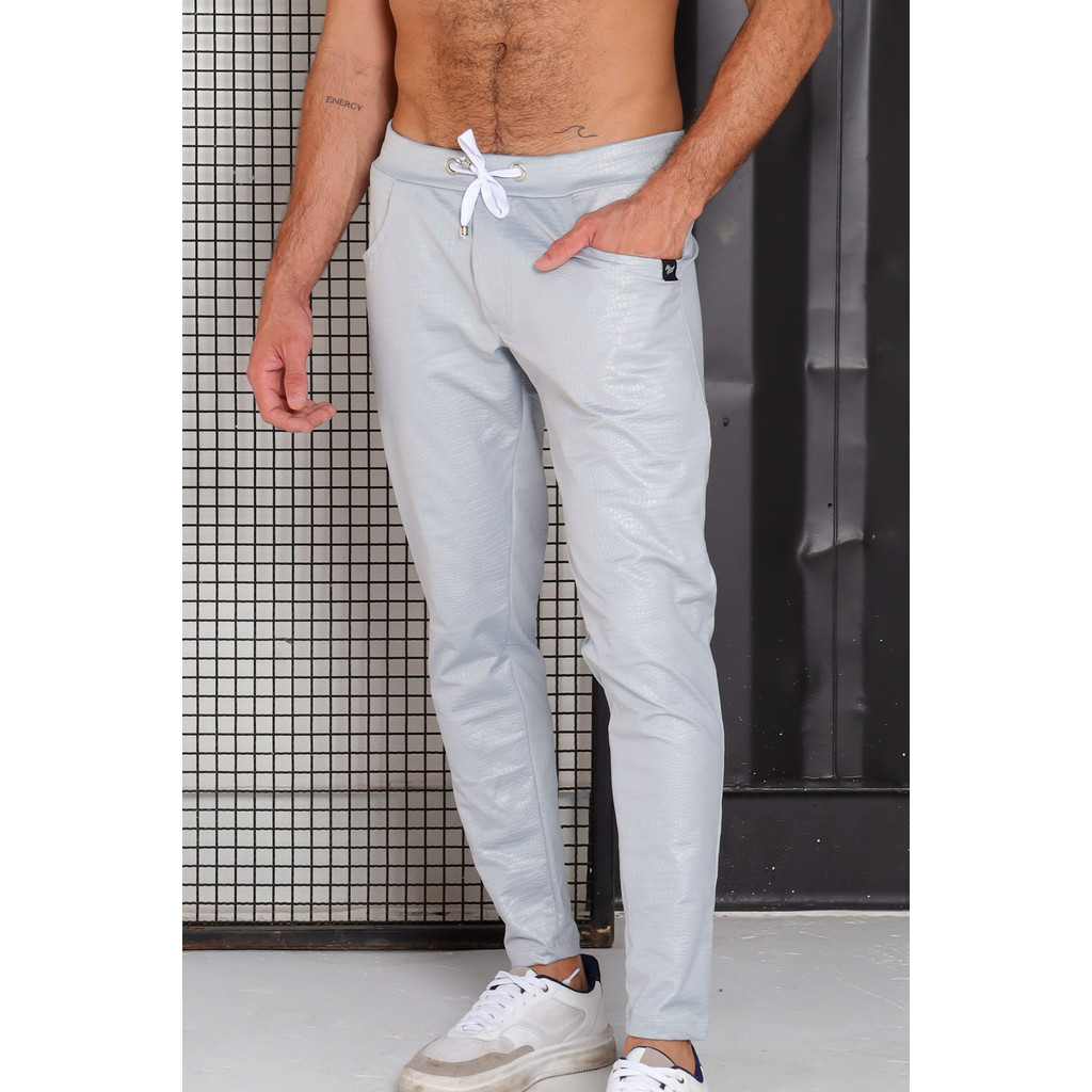 Calça Masculina JotaVê em Cirrê Pele de Crocodilo Moda Masculina Casual Confortável