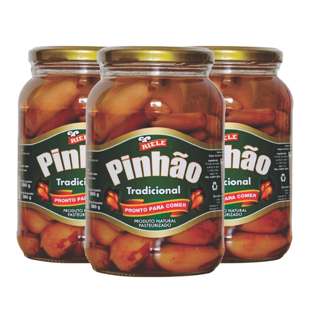 3 Pinhão em Conserva; potes de 600g - Pronto Para Comer!