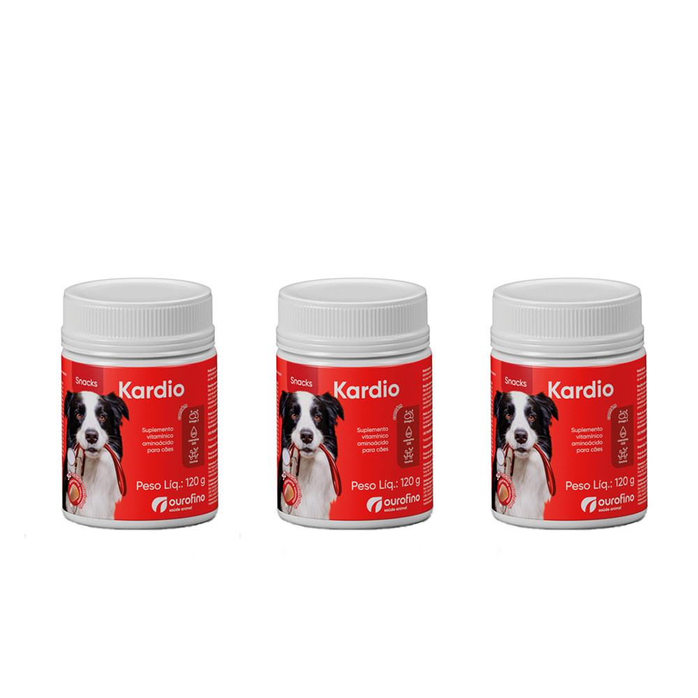 3 X Kardio Snacks Para Cães Omega 3 Vitaminas E Aminoacidos - Ourofino