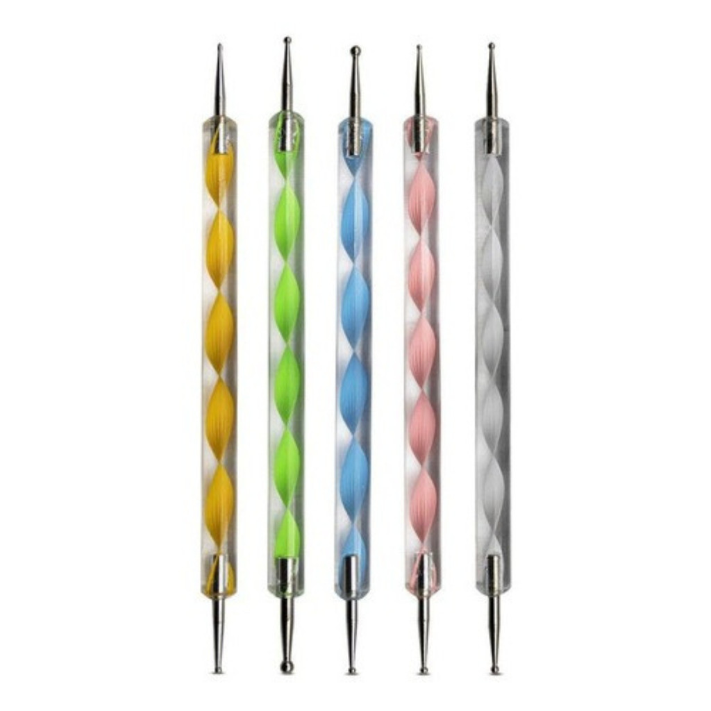 Kit 10 Boleadores em 5 Pincéis De Unha com Ponta Dupla Decoração de Unhas Profissional