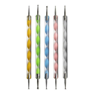 Kit 10 Boleadores em 5 Pincéis De Unha com Ponta Dupla Decoração de Unhas Profissional