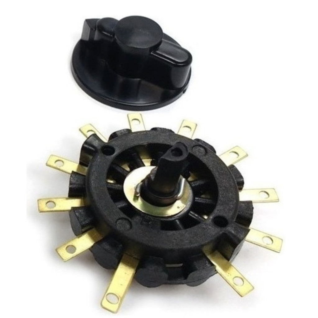 Chave Seletora de Tensão 10 Posições 10A p/ Carregador de Baterias Base Nylon Contato Latão