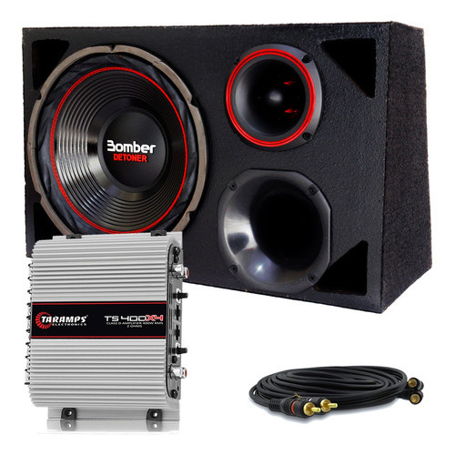 Caixa Som Carro Automotivo Bomber Detoner + Modulo Taramps