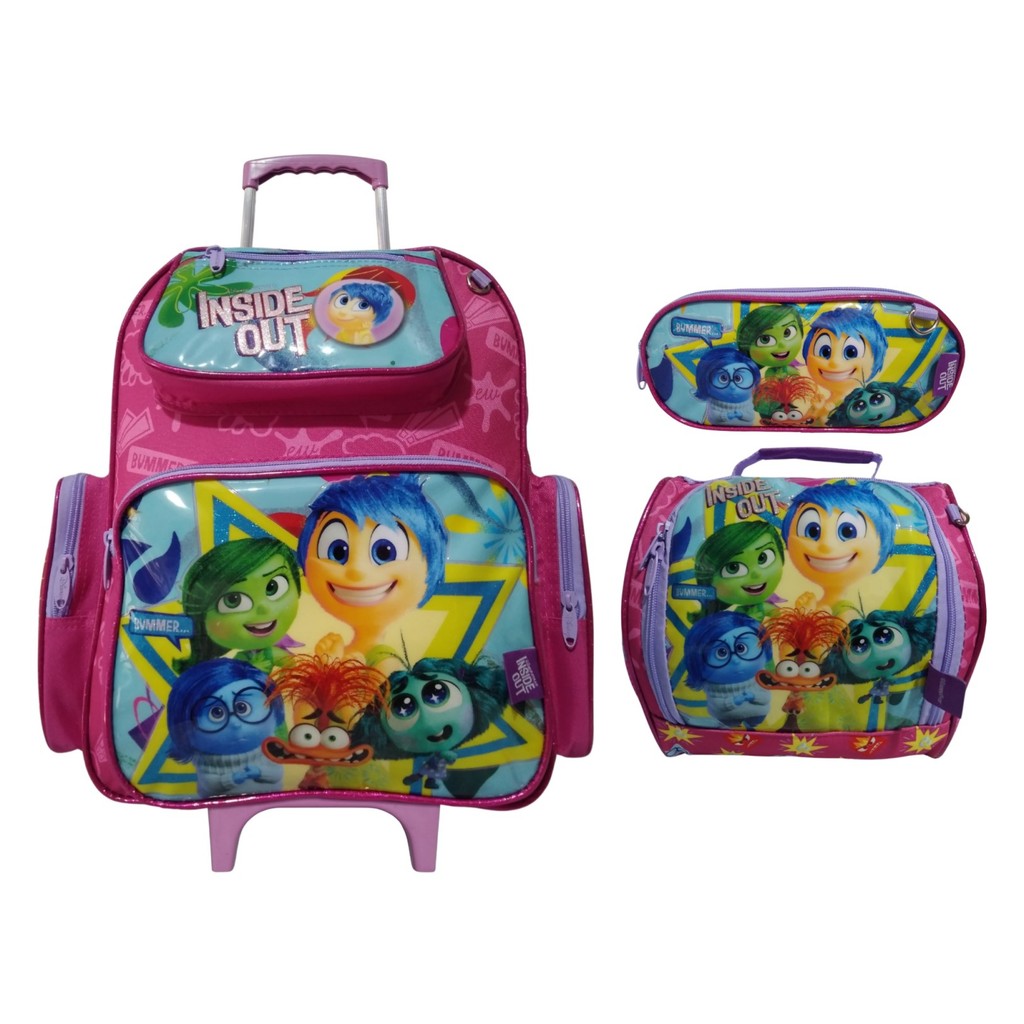 Kit Mochila de Carrinho G + Lancheira + Estojo Chenson JOY-2553KITCAR Divertida Mente