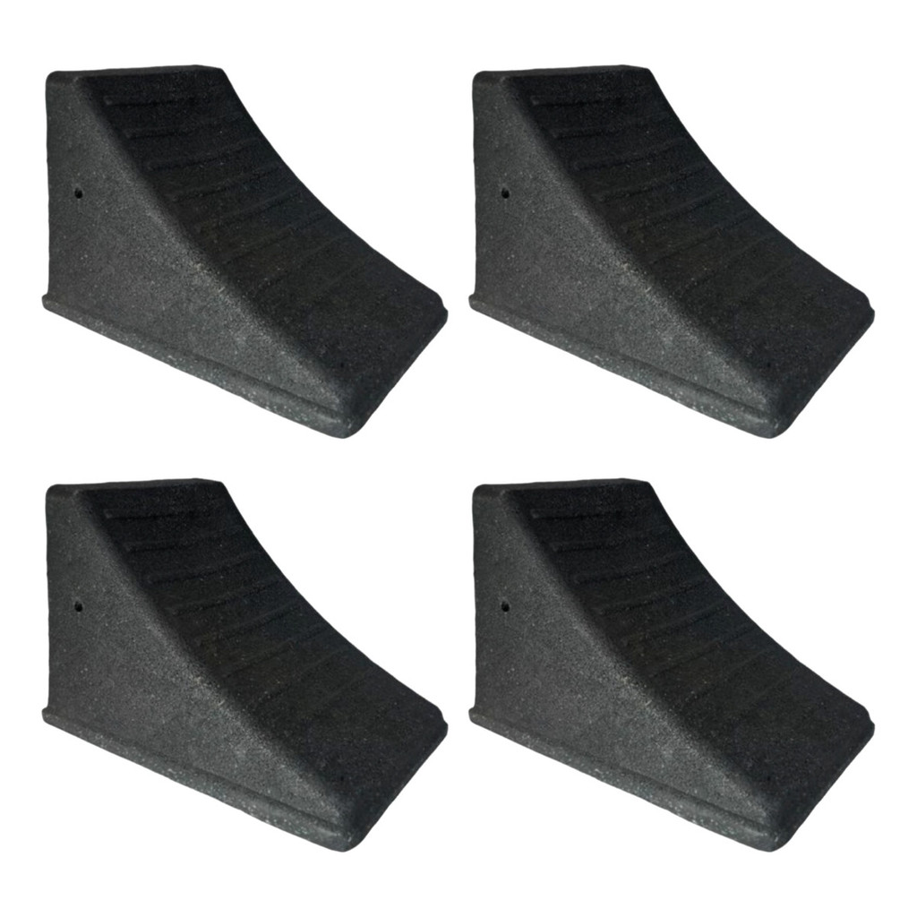 Kit 4 Calços Trava Carro Carreta Borracha Pvc Full