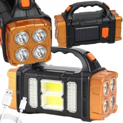 Lanterna Holofote Super Led Carregamento Solar e USB Portátil Recarregável