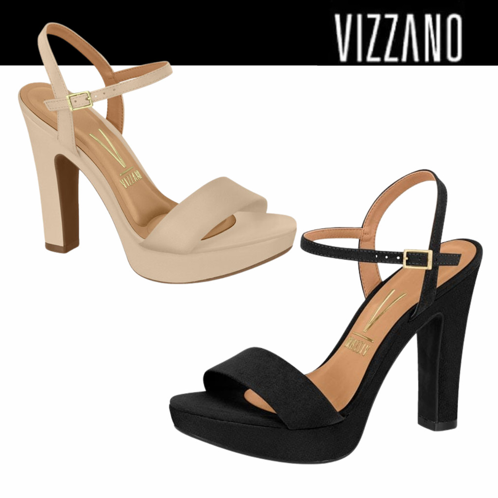 Sandália Feminina Vizzano Meia Pata Salto Alto Grosso Festa Pelica Conforto em Oferta na Shopee