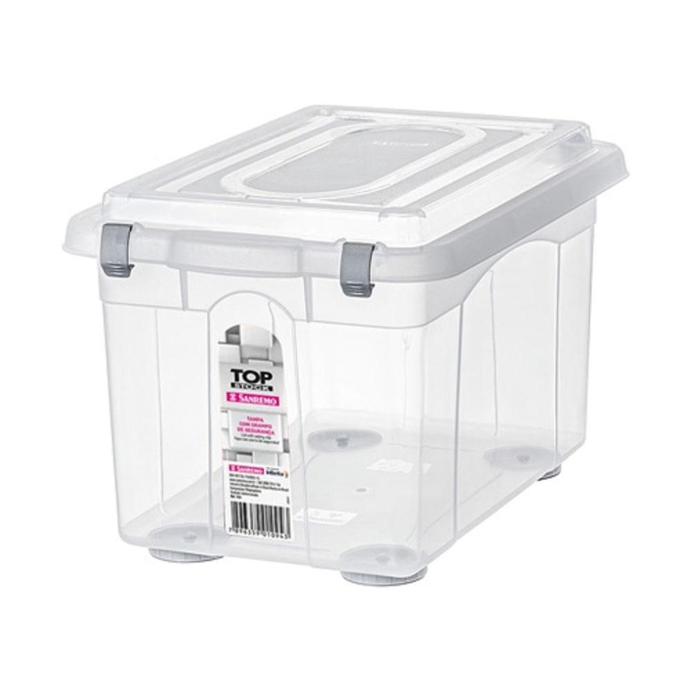 Caixa Organizadora Plástica Transparente 16,7L Sanremo em Oferta na Shopee