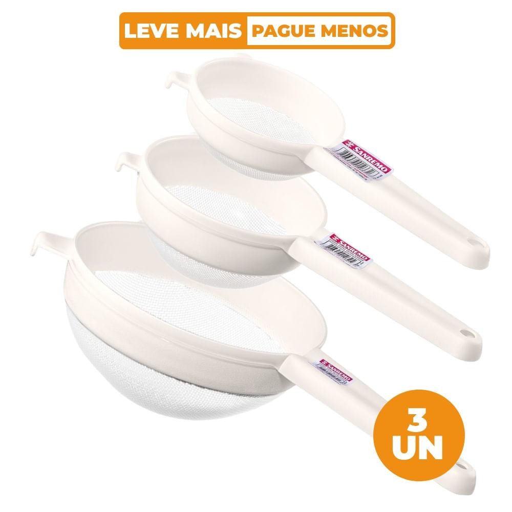 Kit 3 Peneiras Plásticas Brancas Casar Sanremo em Oferta na Shopee