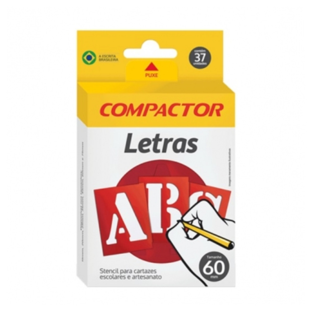Regua Stencil para pintura artesanato e cartazes Regua Molde Letras Número Vazado 37 Peças Compactor