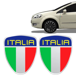 Par De Emblema Adesivo Escudo Italia Coluna Fiat Punto Bravo