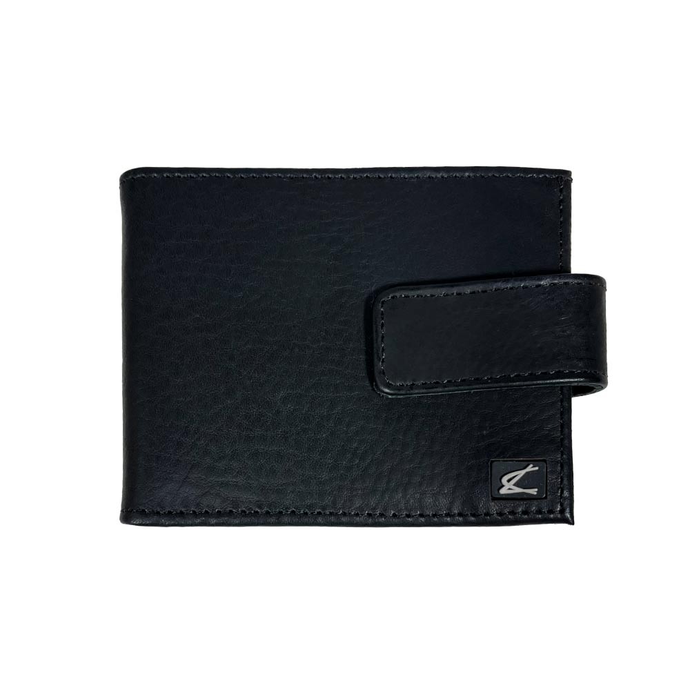 Carteira Masculina Preta Com Botão Externo Classic