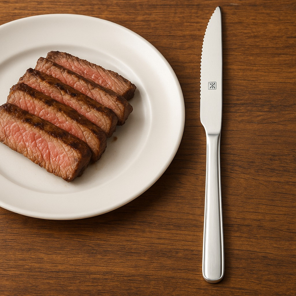 Faca de Churrasco Inox Luxo Ilhéus Talher Resistente Refeição Casa Cozinha Profissional - Hercules