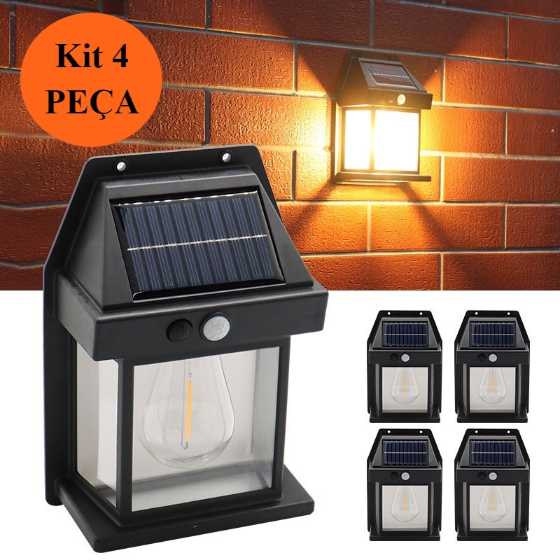 Luminaria Solar Com Sensor de Movimento Luz De Parede Lâmpada LED 3 Modo De Iluminação Energia Sola