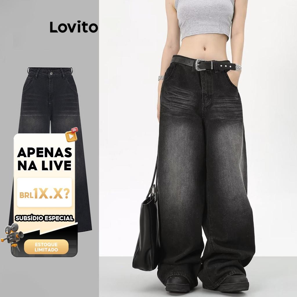 Live Hosts' pick Jeans casual simples com lavagem crua para mulheres 102AD449