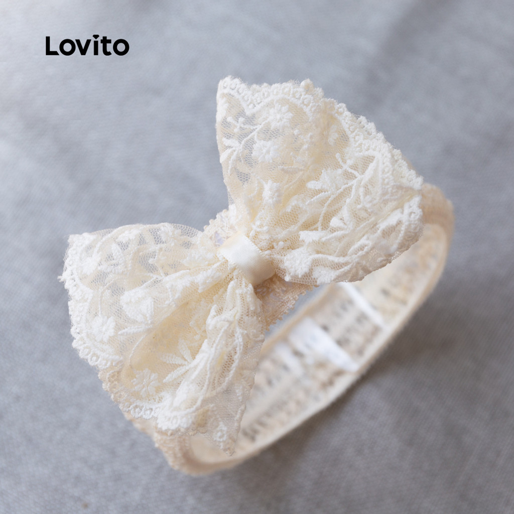 Lovito Linda Faixa De Cabeça De Renda Lisa Para Bebês E Crianças LCS099081 em Oferta na Shopee