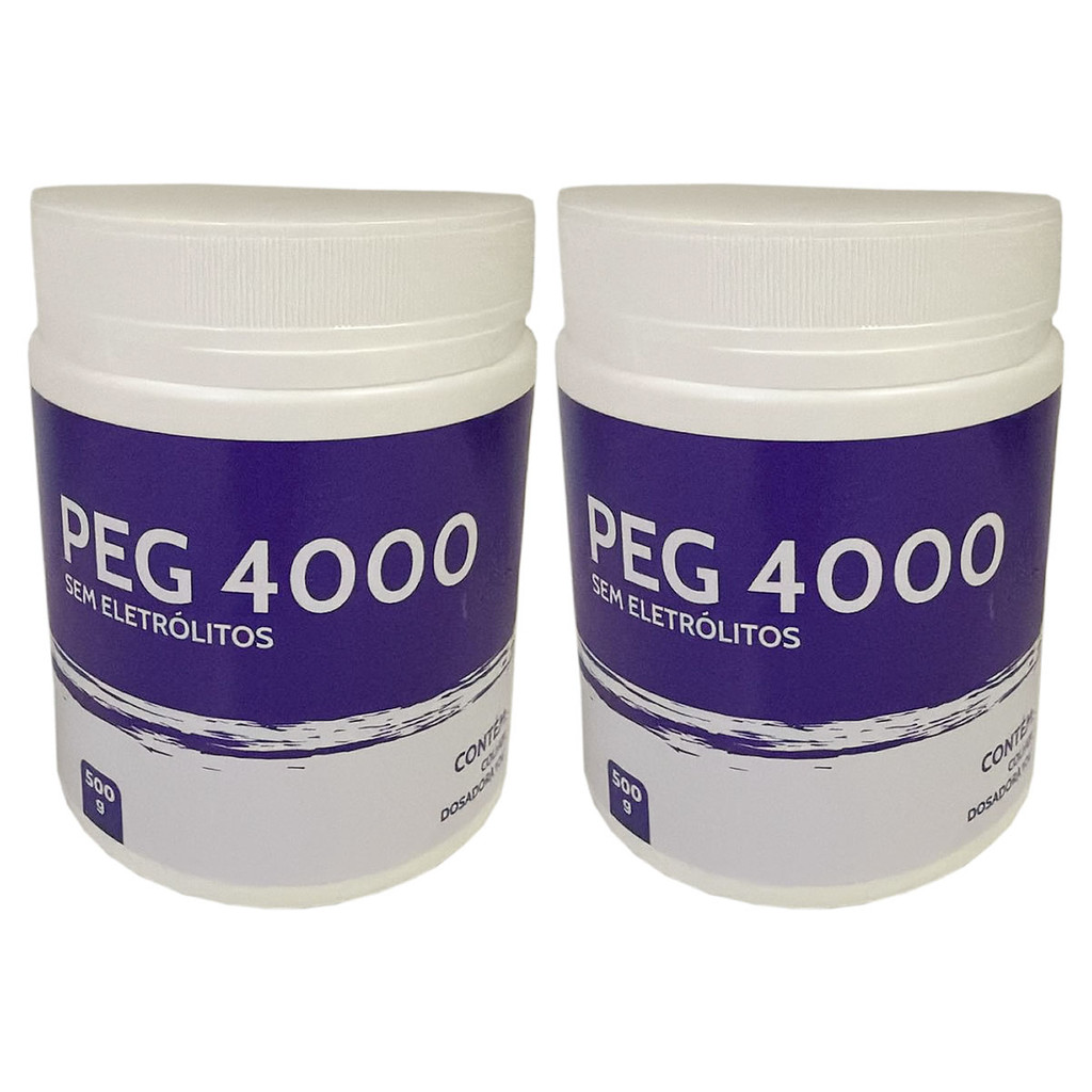 Kit 2 PEG 4000 Sem Eletrolitos (Polietilenoglicol) 500g em Oferta na Shopee