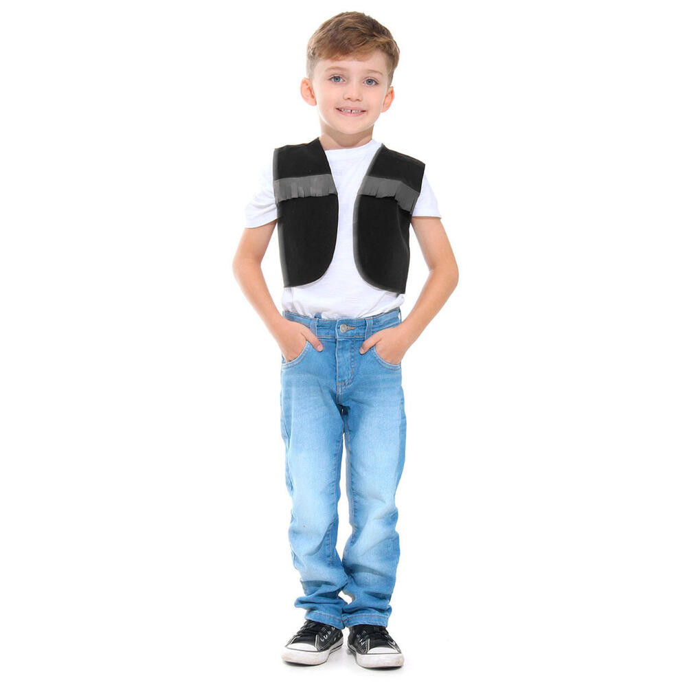 Colete Cowboy Festa Junina Infantil Preto Com Franjas Decorativas - Baby & Kids Fashion