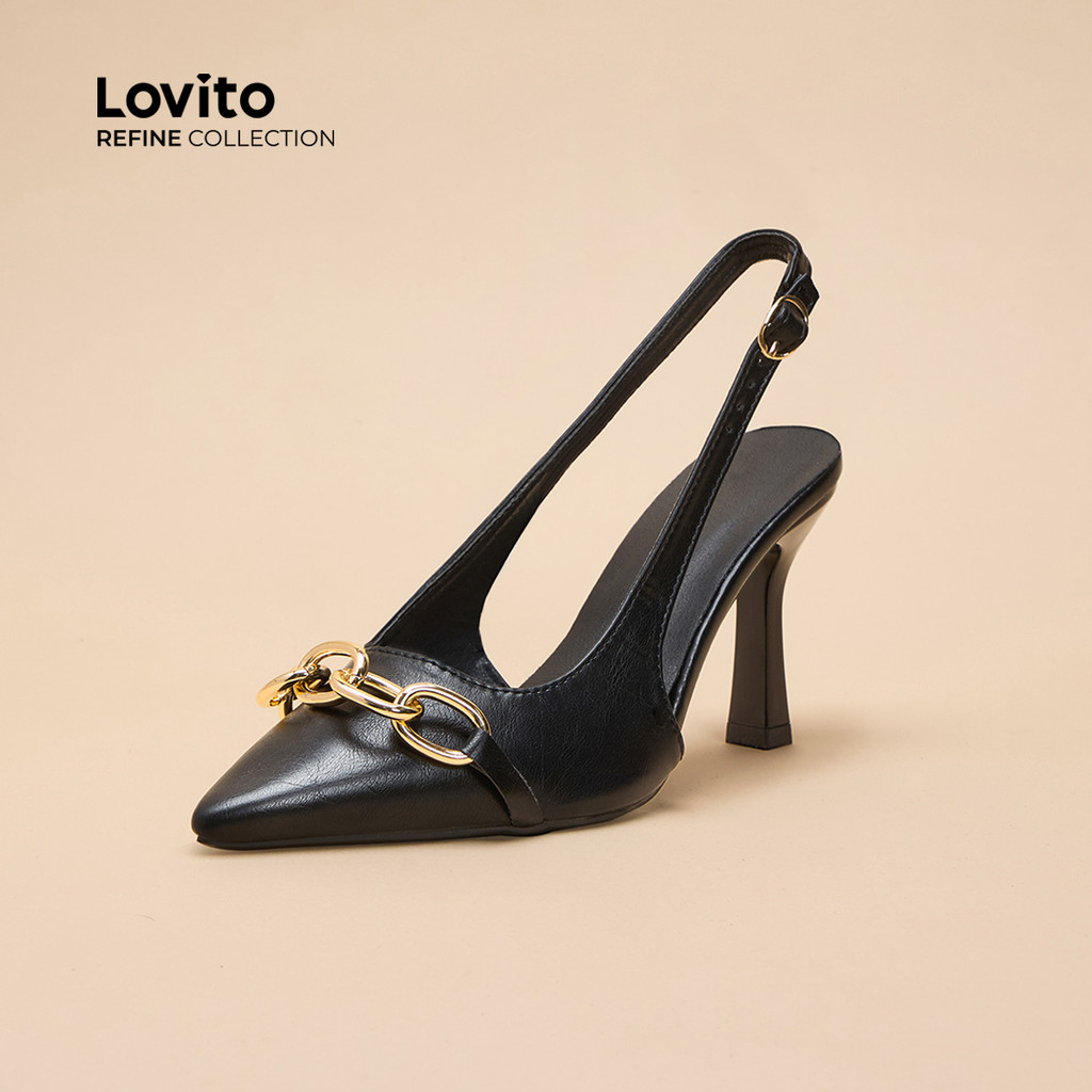 (Lovito Refine) Elegante fivela de refinado e pontiagudo para mulheres LFAR11407 - Women Shoes