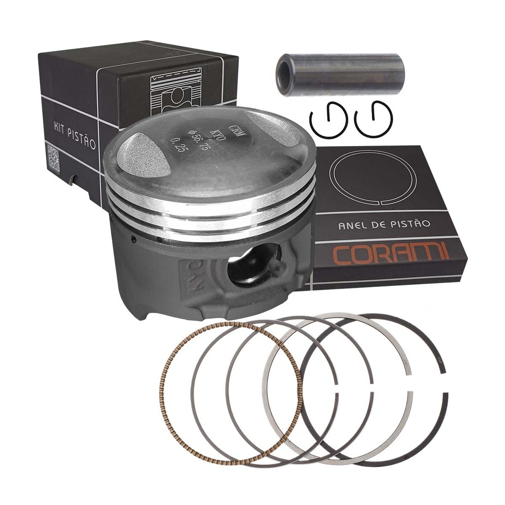 Pistao + Anel + Pino + Trava P/ Moto Honda Cg 125 Titan 1998 1999 2000 Medida 0.25mm