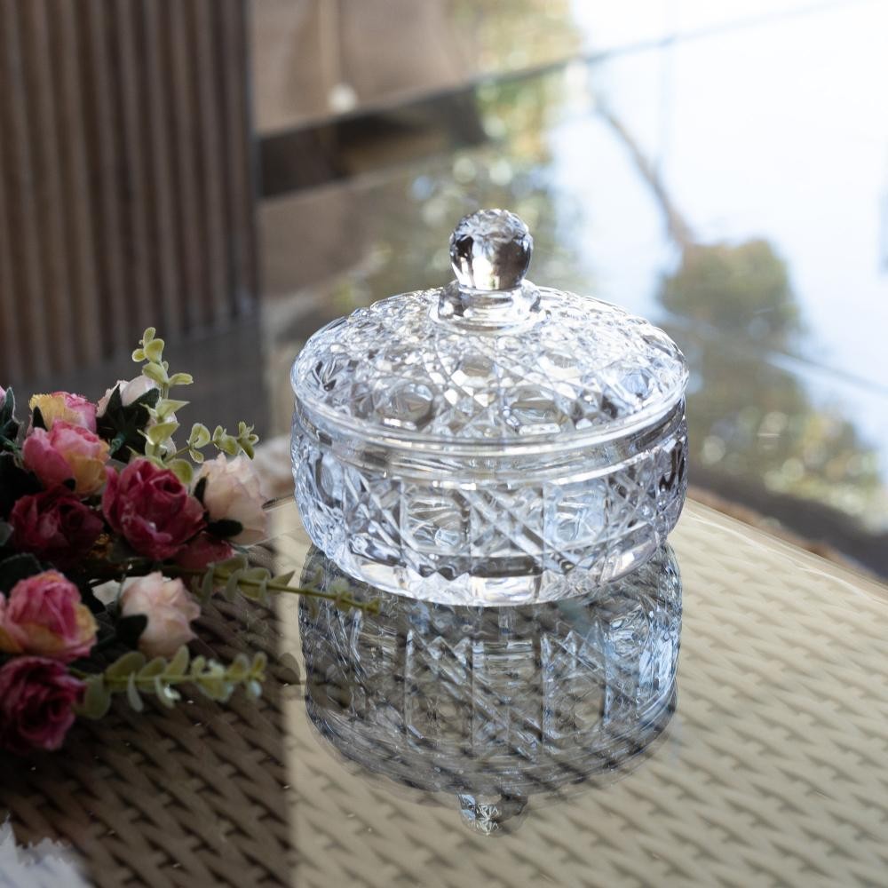 Potiche Wolff Treliça de Vidro 15cm x 15cm x 13cm em Oferta na Shopee