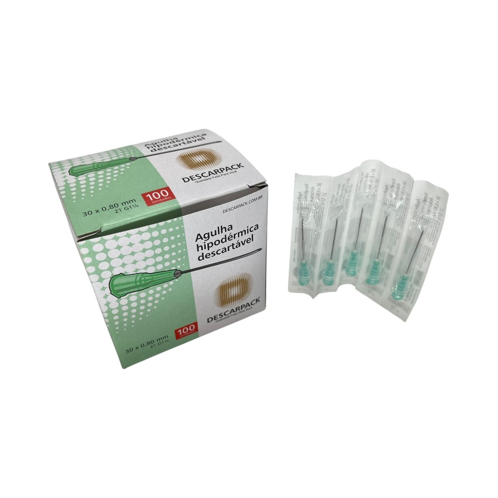 Agulha Hipodérmica 30x80 Caixa c/100 Descarpack em Oferta na Shopee