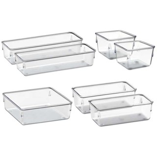 Kit 7 Organizadores Multiuso para Gavetas, Armários, Maquiagem Geladeiras, Pote Acrílico C...