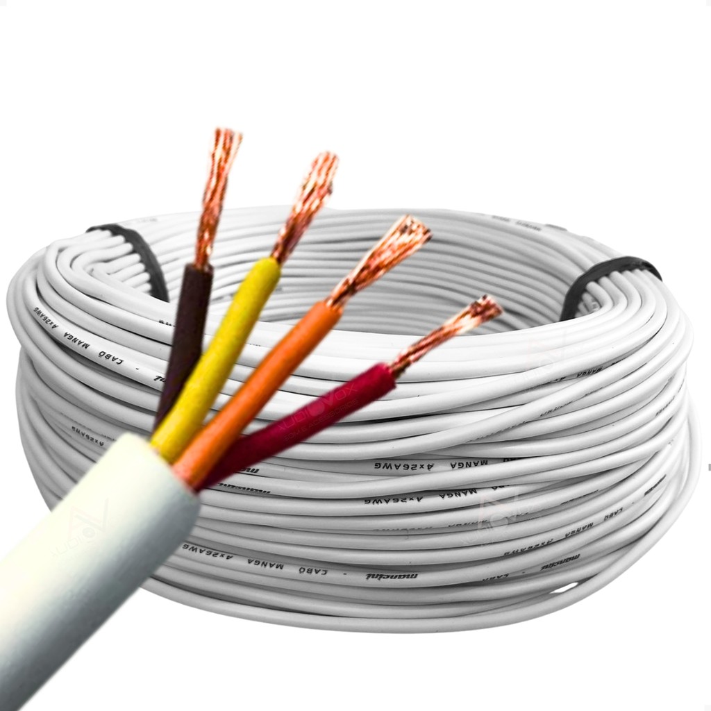 Cabo Manga 26 Awg 4 Vias Para Led de Psicina Iluminação Strobo de Som Automotivo Fita Led Cabos 4x1