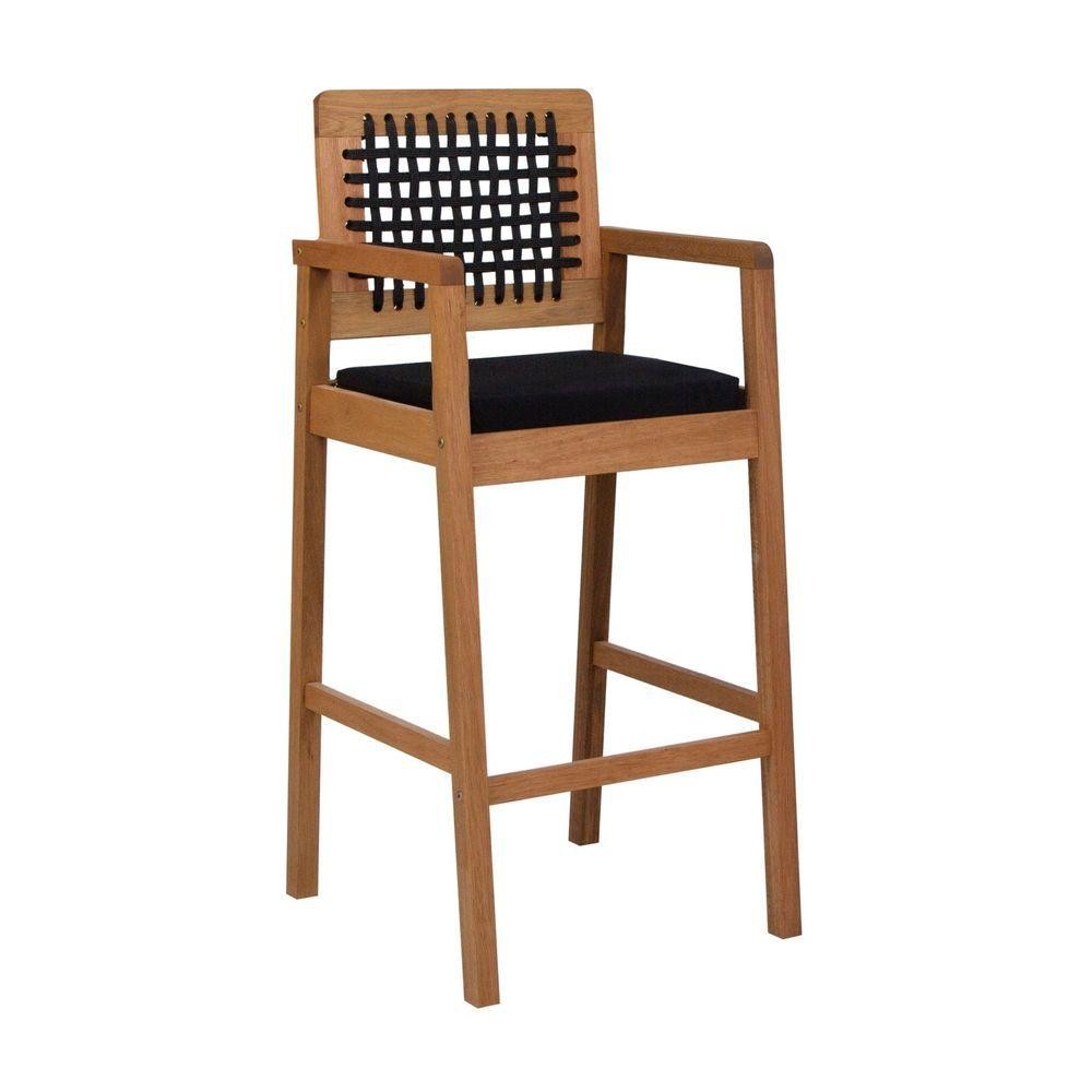 Banqueta Alta Garden Madeira Maciça Assento Estofado Encosto Trançado Corda -  Acquablock Preto em Oferta na Shopee