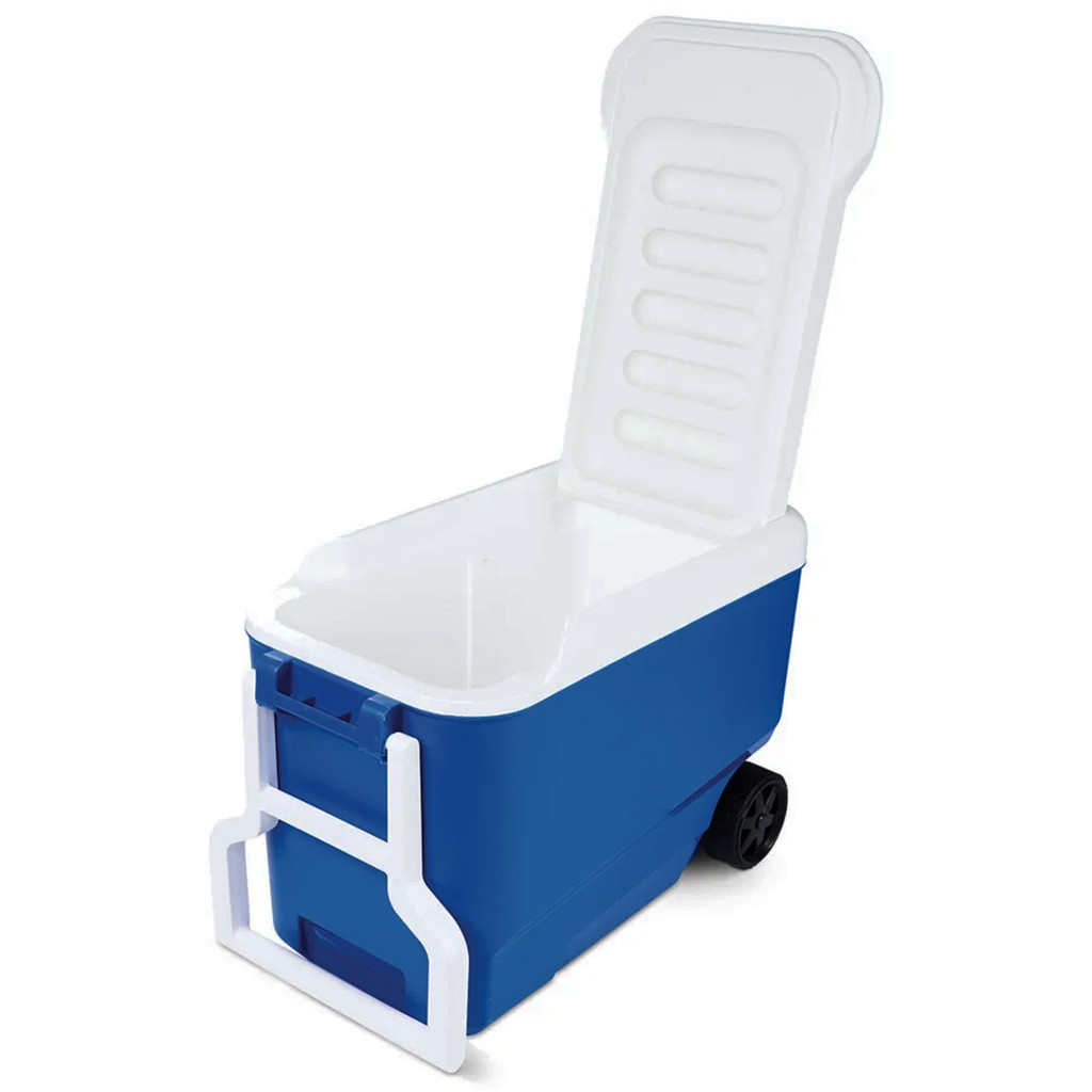 Caixa Cooler Térmico Azul com Rodas Wheelie Cool 36 Litros Igloo Capacidade Até 53 Latas