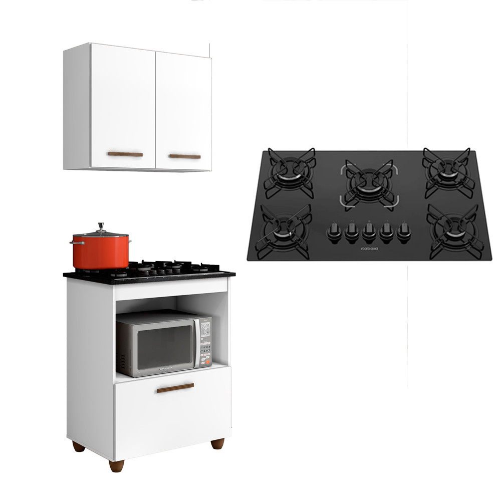 Kit Cozinha BalcÃO ArmÁRio Salvia E Cooktop 5 Bocas Itatiaia