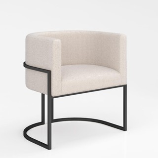 Poltrona Estofada Oregon Preto/bouclé Off White - M. Arapongas em Oferta na Shopee