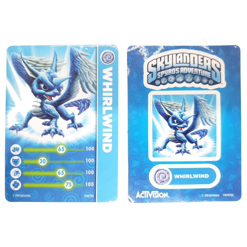 Card e Adesivo Skylanders Spyros Adventure Whirlwind TCG